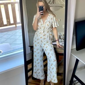 White & floral jumpsuit